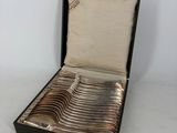 silverware in a black case on a white surface