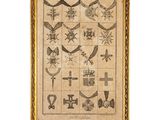 une vieille photo représentant une croix et d'autres symboles