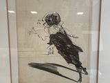 drawing of a woman in a black dress holding a cigarette in her hand