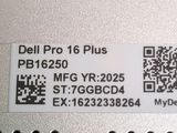 a sticker that says dell pro 16 plus on the back of a laptop