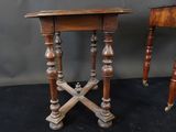 pair of antique wooden side tables with turned legs