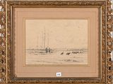 un dessin représentant un bateau sur un plan d'eau