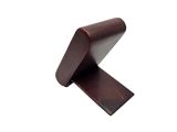a wooden bookend with a curved edge on a white background