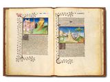 un livre ouvert sur lequel figure l'image d'un château