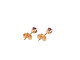 pair of gold and amethorate earrings on a white background