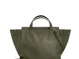the small leather tote bag in olive green