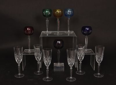 CRISTAL DE LORRAINE. Suite de six verres à vin du Rhin dits …