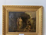 a painting of a man and a woman in a wooded setting