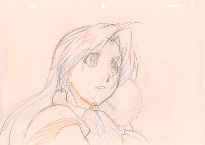 dessin représentant une femme aux cheveux longs portant une chemise à col