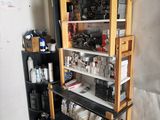 a shelf with many items on it in a room