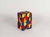 multicolored wooden cube on a white background