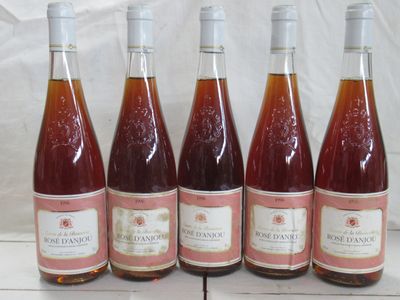 six bouteilles de vin sont alignées sur une table