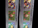 two boxes with pictures on them on a black background