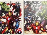 Deux photos des personnages des Avengers, dans des poses différentes