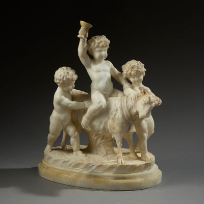 Oreste ANDREINI (1870-1945). Bacchus enfant sur un bouc ento…