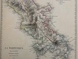 une vieille carte de l'île de la Martinique, en France