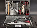 a tool kit in a case with many tools in it