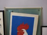 a picture of a rooster on a blue background and a picture of a rooster on a blue background