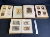 six antique photographs of men and women are displayed in a book