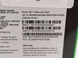 a label on the back of a cell phone