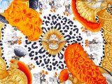 an image of a close up of a plate with orange flowers on it