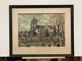 a picture of a picture of a painting on a easel