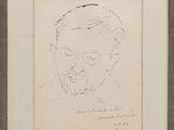 drawing of a man with glasses and a beard in a frame