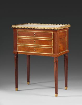 a george ii period mahogany and brass inlaid bedside table