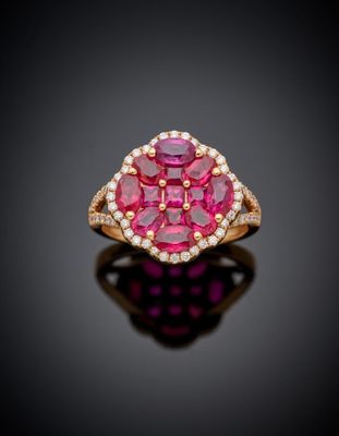 a pink tourmaline and diamond ring