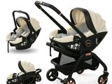 a baby stroller with a car seat and a stroller
