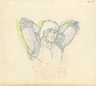 dessin représentant un homme tenant une paire de raquettes de tennis dans une main et une raquette de tennis dans l'autre