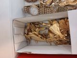 a box with a bunch of gold jewelry inside of it