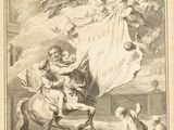 un dessin en noir et blanc représentant une femme à cheval tenant une banderole