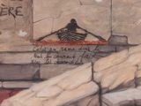 a painting of a man rowing a boat on the water