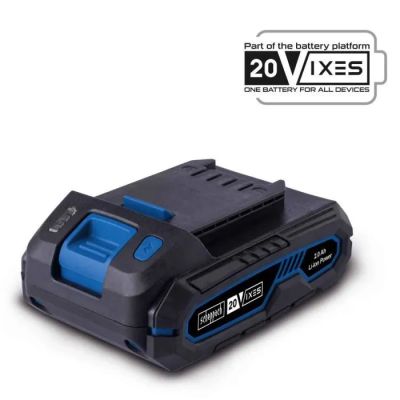 une batterie noire et bleue sur fond blanc