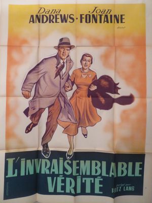 une vieille affiche de cinéma représentant un homme et une femme en train de courir