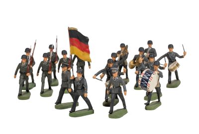 figurines of a group of soldiers with a german flag on a white background