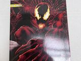 a close up of a comic book with a spider - man face on it