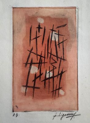 une image représentant un tableau avec un fond rouge et une inscription en noir
