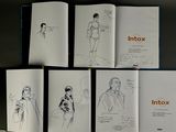 sketches of a man in a suit and a woman in a dress