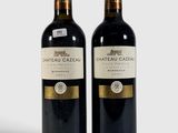 deux bouteilles de vin rouge posées l'une à côté de l'autre sur une surface blanche