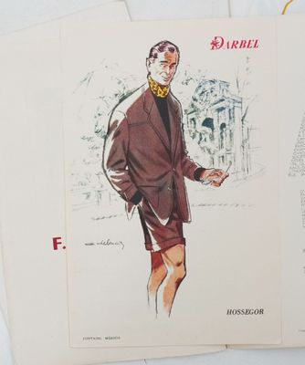 trois pages d'un magazine sur lesquelles figure le dessin d'un homme en costume-cravate