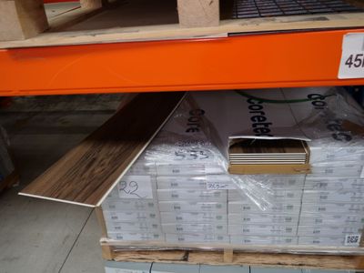 a stack of boxes on a pallet in a store