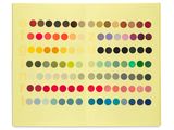 un cahier jaune avec des cercles et des chiffres dessus