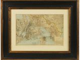 une vieille carte de la ville de New York dans un cadre noir