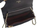 chanel black leather wallet purse with gold chain