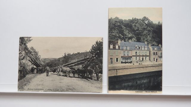 Aubusson Lot de 2cpa : Attelage de Bœufs + Maison Moluçon. T.B.E.