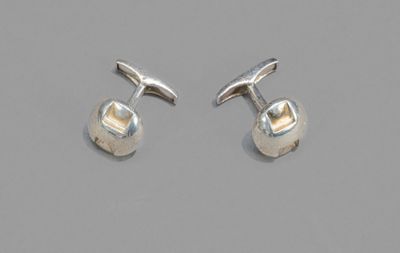 HERMES Paire de boutons de manchette en argent (800°/°°), fi… - Photo 1