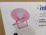 a picture of a pink chair with a unicorn on it