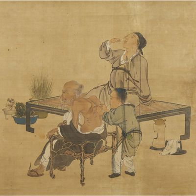 an image of a painting of a group of people sitting around a table